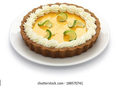 Homemade Key Lime Pie Isolated On White Background