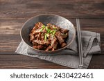 Homemade Korean Beef Bulgogi BBQ with Sesame Seeds and Green Onion