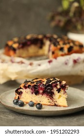 Homemade Lemon Blueberry Cake In Slices