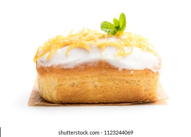 Homemade  lemon loaf isolated on white 