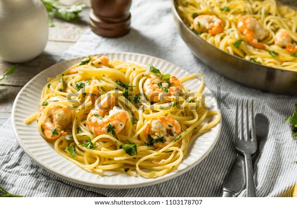 Homemade\
Lemon Shrimp Scampi with Garlic and\
Parsley