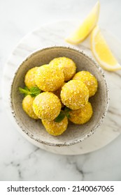 Homemade Lemon Truffles With Fresh Mint