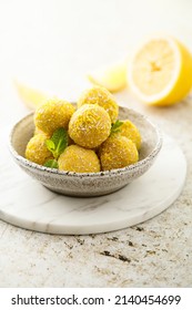 Homemade Lemon Truffles With Fresh Mint