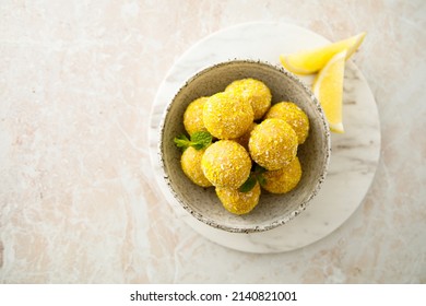 Homemade Lemon Truffles With Fresh Mint