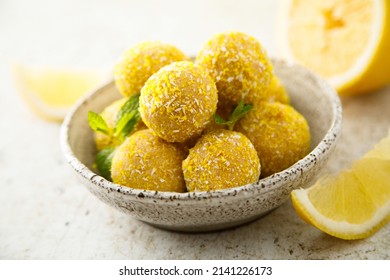 Homemade Lemon Truffles With Fresh Mint