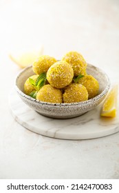 Homemade Lemon Truffles With Fresh Mint