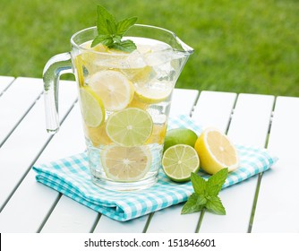 Homemade lemonade with fresh citruses