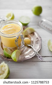 Homemade Lime Curd With Slices And Leafs