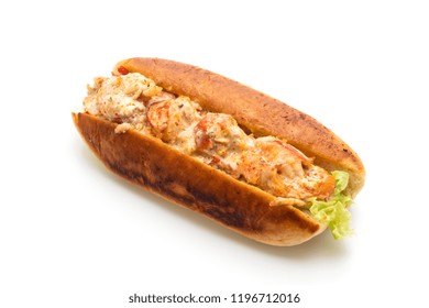 Homemade Lobster Roll Isolated On White Background