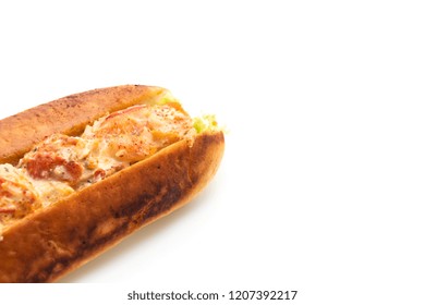 Homemade Lobster Roll Isolated On White Background