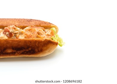 Homemade Lobster Roll Isolated On White Background