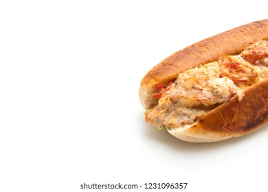 Homemade Lobster Roll Isolated On White Background