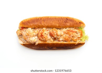 Homemade Lobster Roll Isolated On White Background