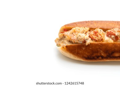 Homemade Lobster Roll Isolated On White Background