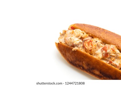 Homemade Lobster Roll Isolated On White Background