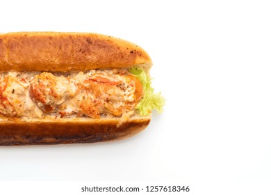 Homemade Lobster Roll Isolated On White Background