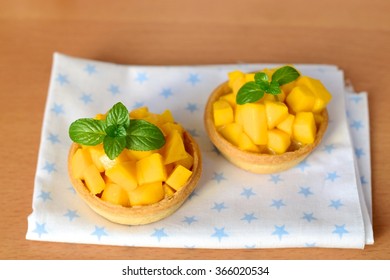 Homemade Mango Tart With Mint On Top