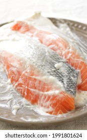 Homemade Marinated Hokkaido Salmon Fillet And Yogurt 
