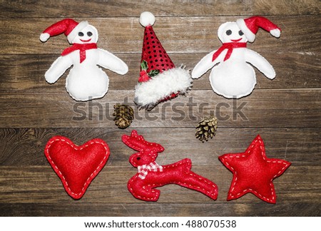 Homemade and mass-produced ornaments for the festive season / Christmas decorations / Handmade snowman,hearts,star,reindeer and santa claus hat are all handcrafted by yours truly