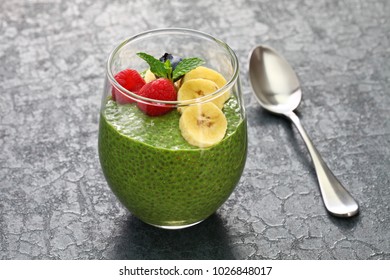 Homemade Matcha Green Tea Chia Seed Pudding, Vegan Dessert