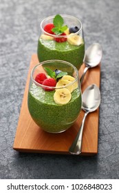 Homemade Matcha Green Tea Chia Seed Pudding, Vegan Dessert