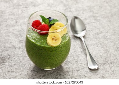 Homemade Matcha Green Tea Chia Seed Pudding, Vegan Dessert