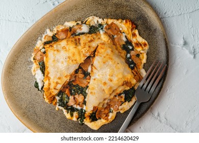 Homemade Meat And Vegetable Lasagne. Grandma's Recipe. Top View