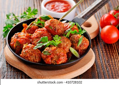 Homemade Meatballs In Tomato Sauce.