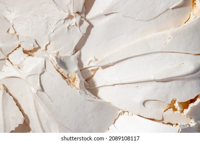 Homemade Meringue. Baking At Home. Pavlova Cake. Birthday Cake. A Close-up Of The Meringue. Texture. Culinary Background. Food Photography.