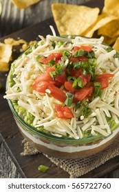 Homemade Mexican 7 Layer Dip With Beans, Sour Cream And Guacamole