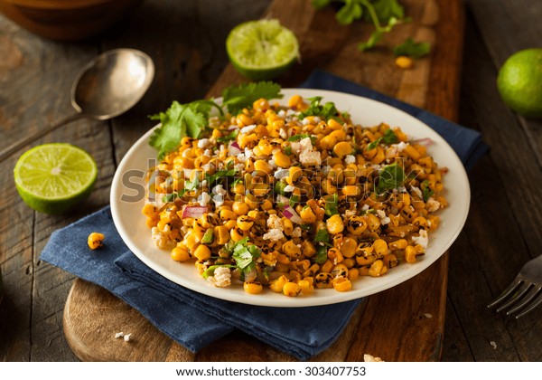 Homemade\
Mexican Corn Salad with Cilantro Lime and\
Cheese