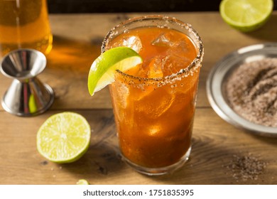 Homemade Mexican Michelada Beer Cocktail With Lime