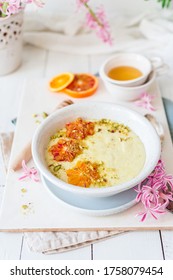 Homemade Millet Pudding With Oranges