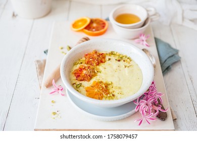 Homemade Millet Pudding With Oranges