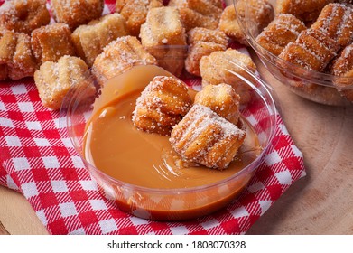 Homemade Mini Churros With Dulce De Leche