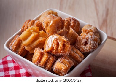 Homemade Mini Churros With Dulce De Leche