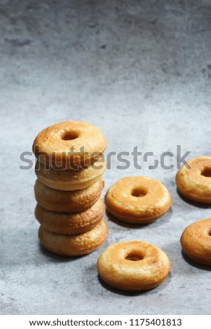Homemade Mini Donuts stack/ Cake Doughnuts, selective focus