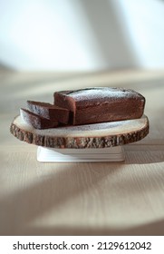 Homemade Moist Chocolate Cake On A Cake Stand