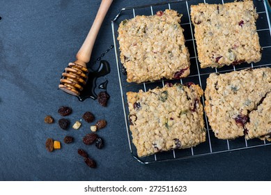 Homemade muesli and oat cookies with fruits and honey - Powered by Shutterstock