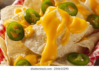 Homemade Nachos With Cheddar Cheese And Jalapenos