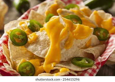 Homemade Nachos with Cheddar Cheese and Jalapenos