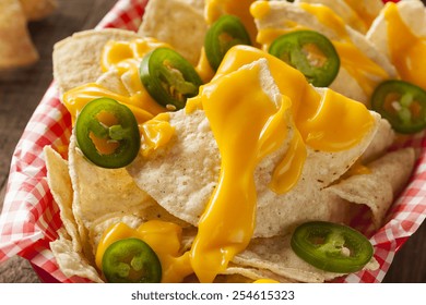 Homemade Nachos With Cheddar Cheese And Jalapenos