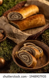 Homemade nut roll. Traditional Hungarian Chistmas or Easter beigli cake