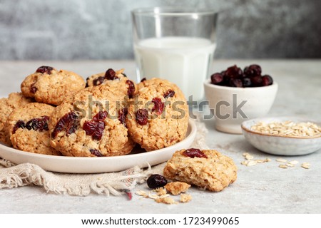 Homemade oatmeal cookies with cranberries and nuts
