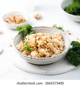 Homemade Pasta With Cream Sauce And Walnut