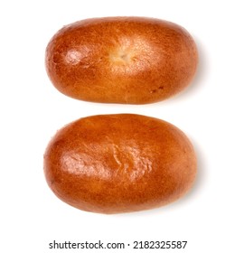 Homemade Pasty, Russian Stuffed Pastry. Pirozhki Isolated Over White Background. Flat Lay, Top View.