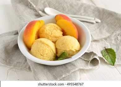 Homemade Peach Ice Cream, Sorbet