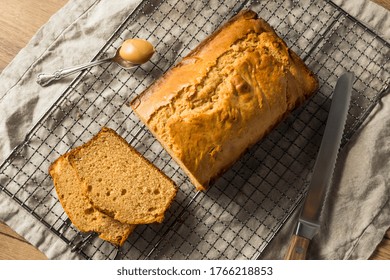 Homemade Peanut Butter Bread Loaf In A Pan