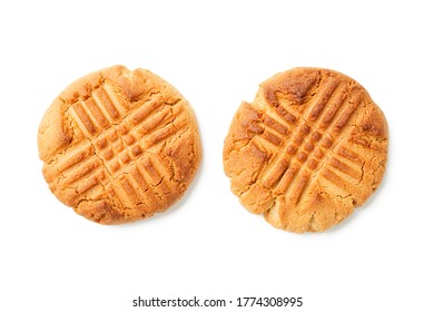 Homemade Peanut Butter Cookies Isolated On White Background