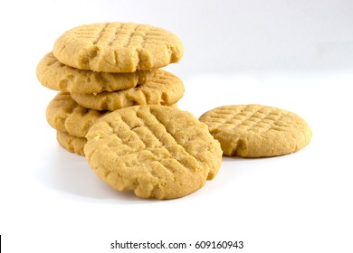 Homemade Peanut Butter Cookies On White Background